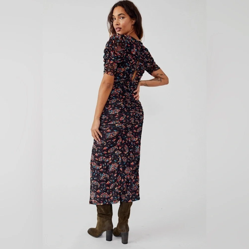 Free People Briella Midi Dress in Twilight Combo Size Medium.